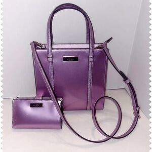 Kate Spade Shimmering Purple Crossbody Bag  handbag  and Wallet